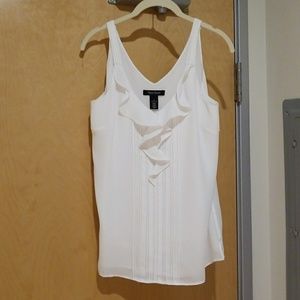White flowy ruffle sleeveless blouse